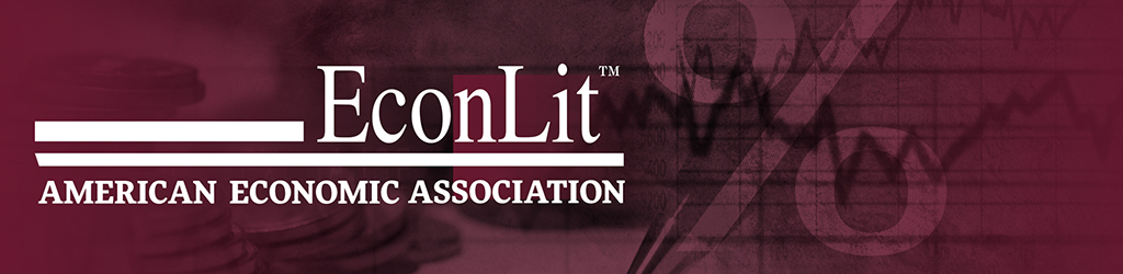 logo for EconLit database, dark red with white text saying Econlit American Economic Association